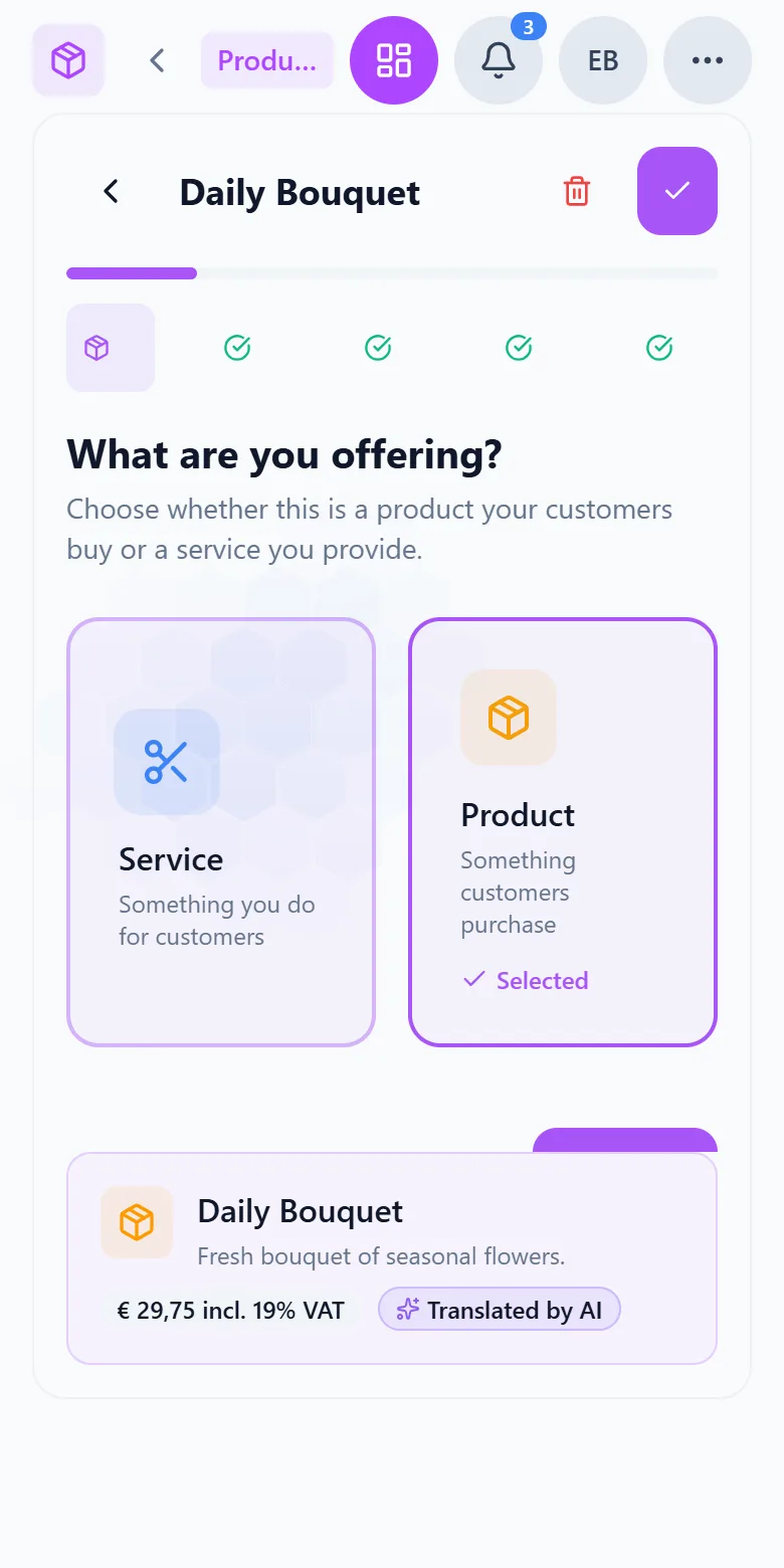 Services in 24 languages in Capwork on a phone